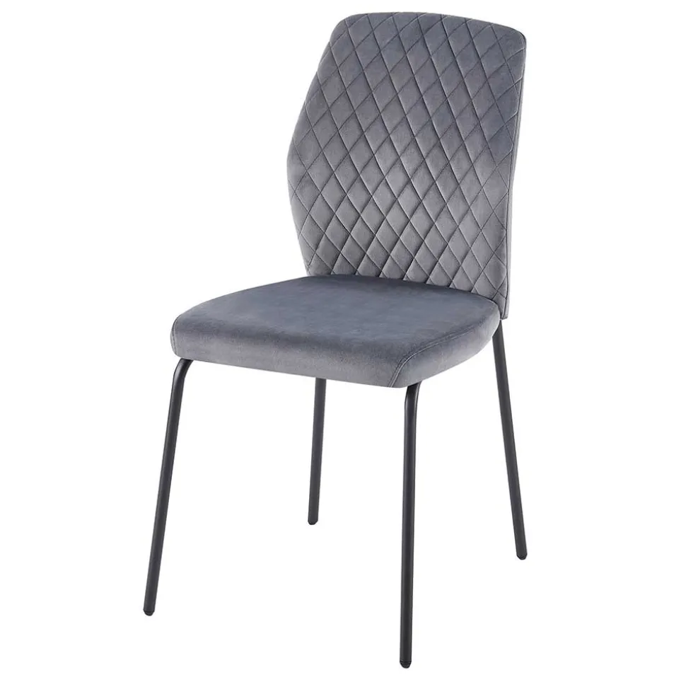 Graue Samtstühle mit Gestell aus Metall - Sharkas (2er Set)