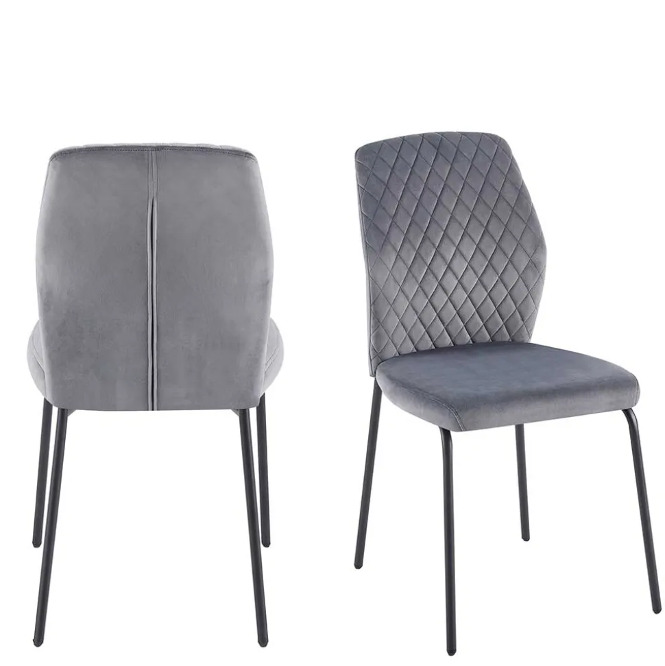 Graue Samtstühle mit Gestell aus Metall - Sharkas (2er Set)