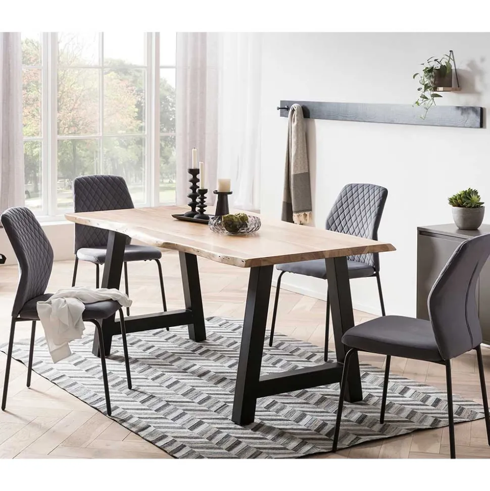 Graue Samtstühle mit Gestell aus Metall - Sharkas (2er Set)