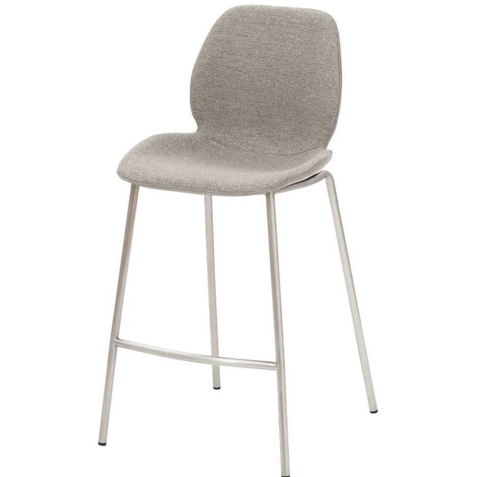 Grauer Barstuhl im Material Mix - Ruvenz