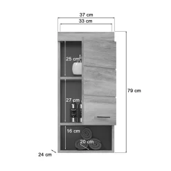 Grauer Hängeschrank mit Tür und Fach - Baloon