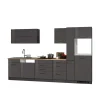 Grauer Hochglanz Küchenblock 330cm - Bozenia (achtteilig)