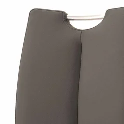 Grauer Lederstuhl mit Edelstahl - Yetarra (2er Set)