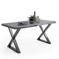 Grauer Naturkantentisch mit X-Beinen - Tyrelia