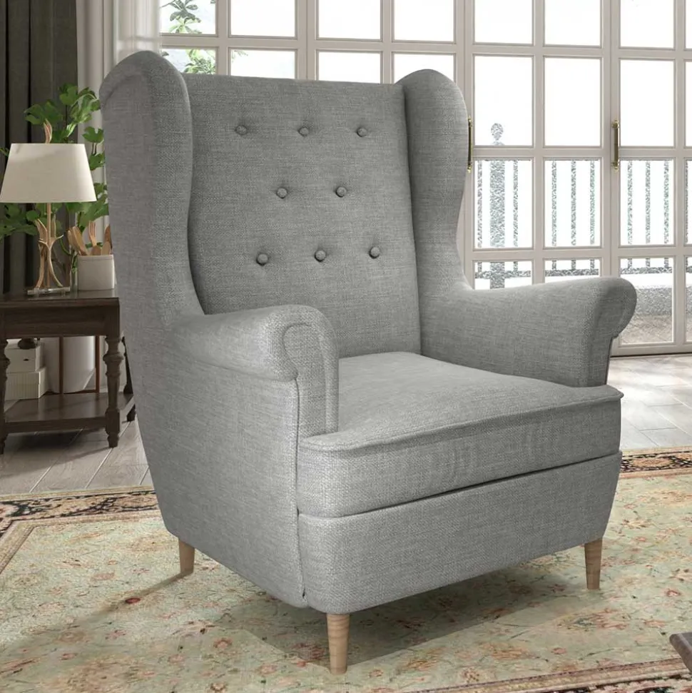 Grauer Ohrenbackensessel im Skandi Design - Jagoz