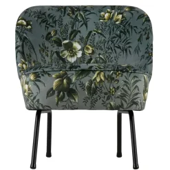 Grauer Polstersessel mit Blumen Muster Melissa im Retro Look