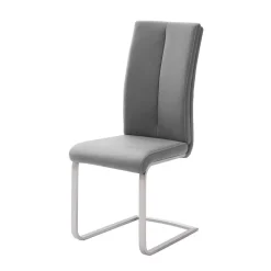 Grauer Polsterstuhl für den Esstisch Cimbaly mit Schwinggestell (4er Set)