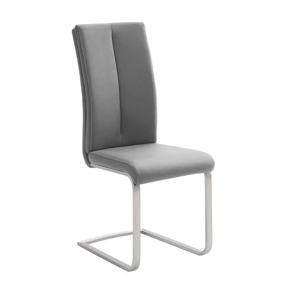 Grauer Polsterstuhl für den Esstisch Cimbaly mit Schwinggestell (4er Set)