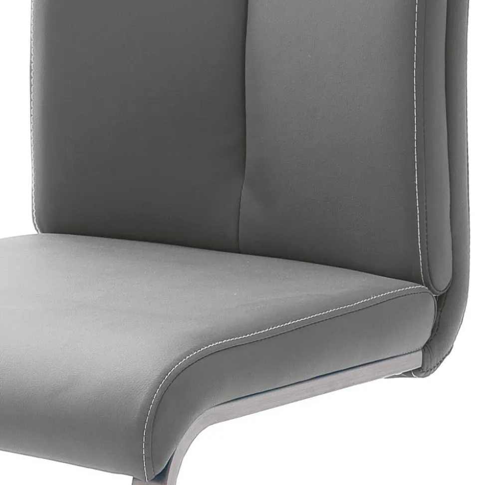 Grauer Polsterstuhl für den Esstisch Cimbaly mit Schwinggestell (4er Set)