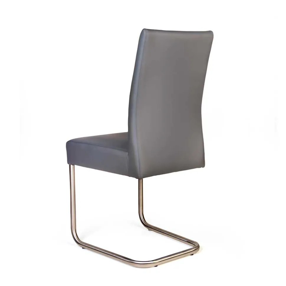 Grauer Polsterstuhl mit Swing-Fuß - Motrilo (2er Set)