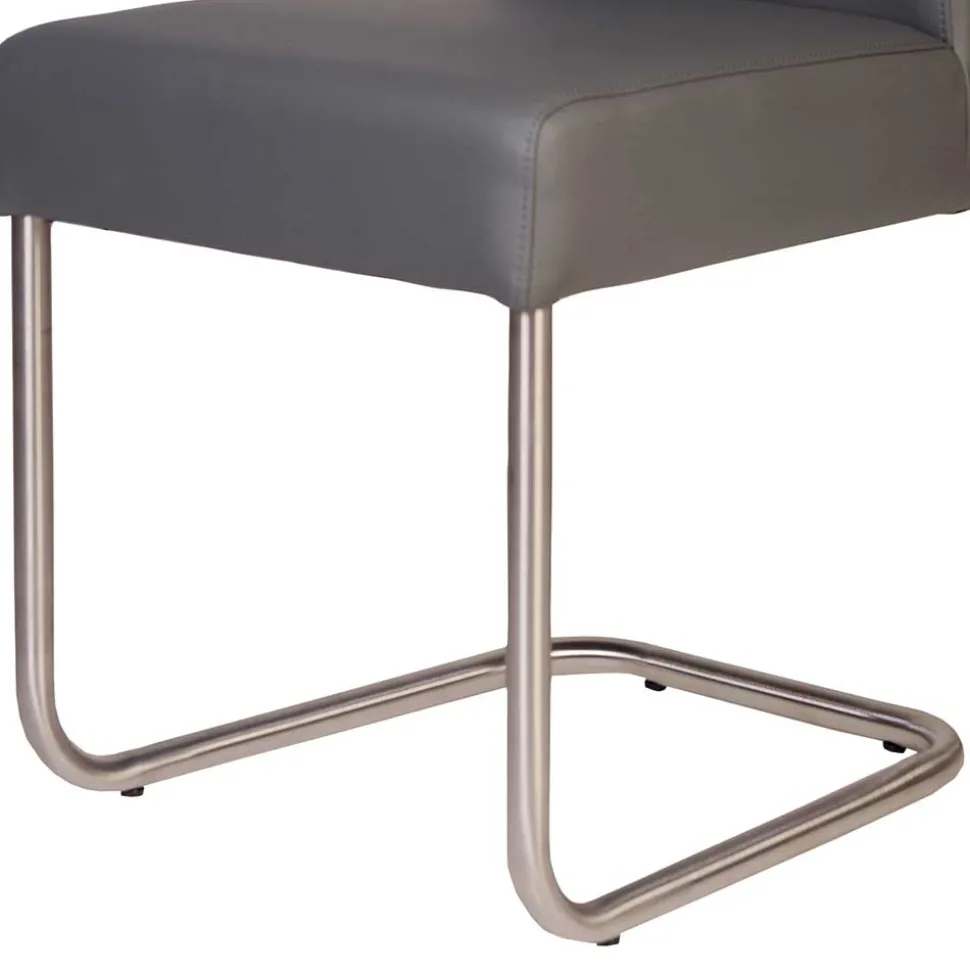 Grauer Polsterstuhl mit Swing-Fuß - Motrilo (2er Set)