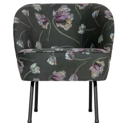 Grauer Samt Sessel mit Tulpen Lila - Kiyoshi