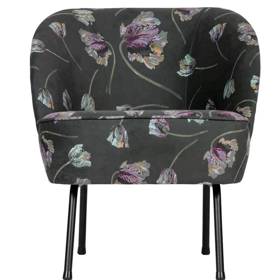 Grauer Samt Sessel mit Tulpen Lila - Kiyoshi