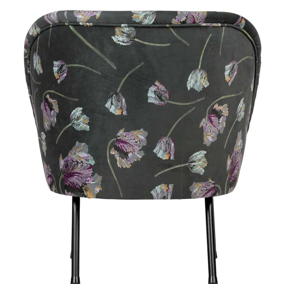 Grauer Samt Sessel mit Tulpen Lila - Kiyoshi