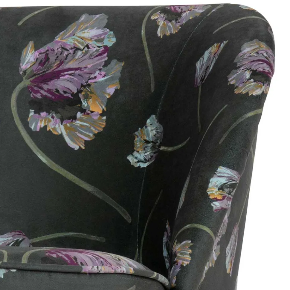 Grauer Samt Sessel mit Tulpen Lila - Kiyoshi