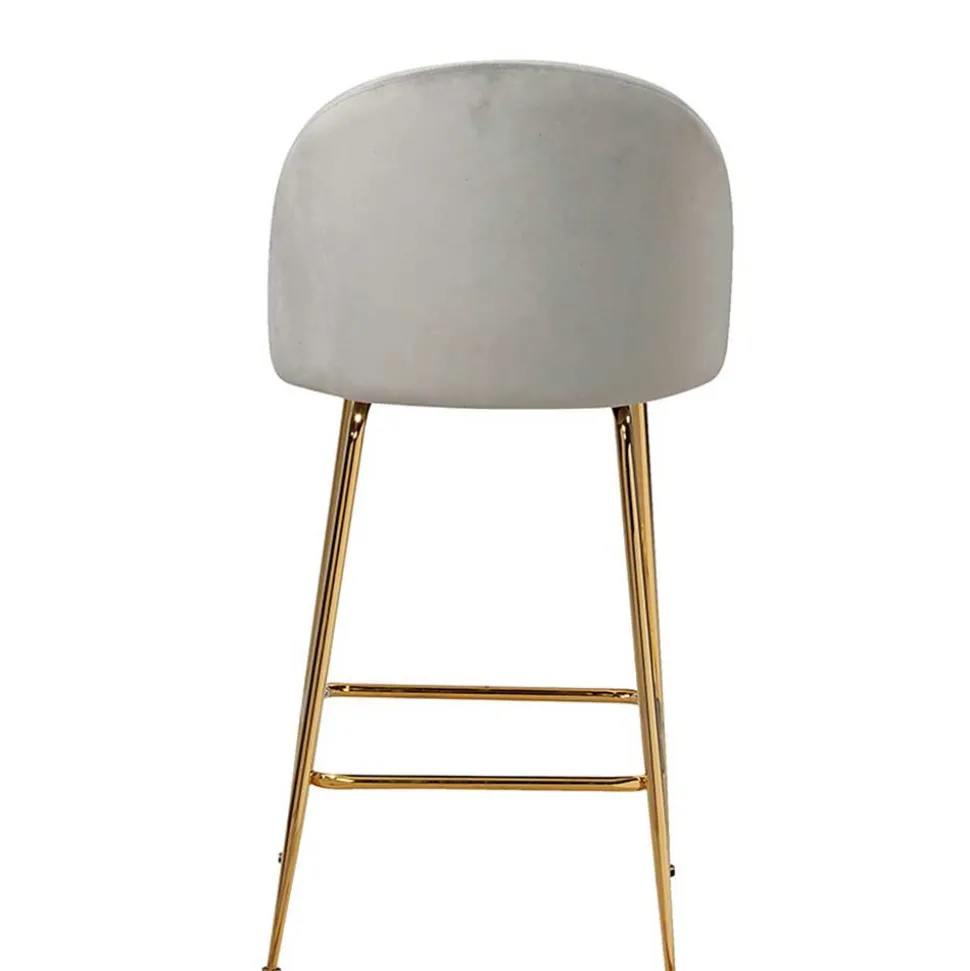 Grauer Samt-Barstuhl im Retro Look - Hovalta (2er Set)