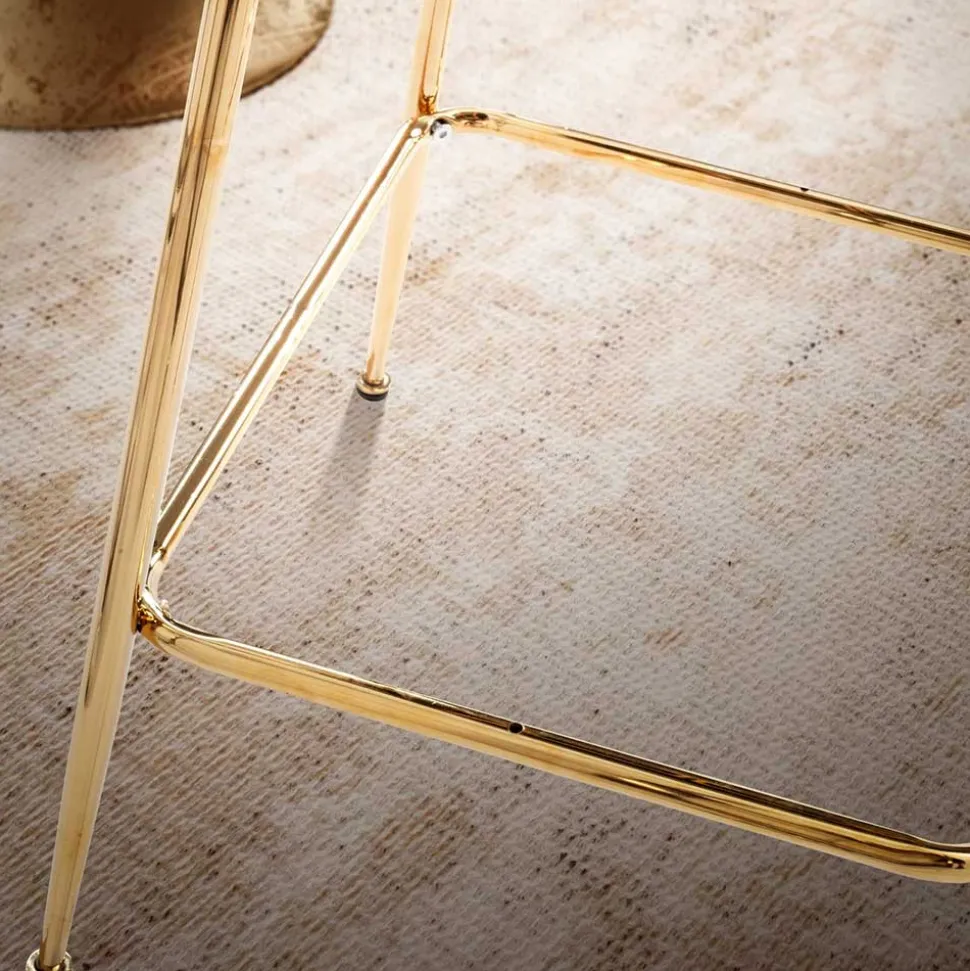 Grauer Samt-Barstuhl im Retro Look - Hovalta (2er Set)