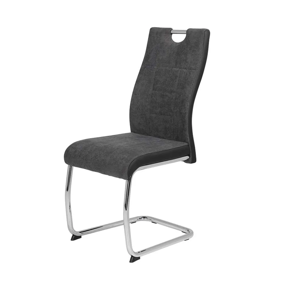 Grauer Schwingstuhl mit Material Mix - Parvello (Set)