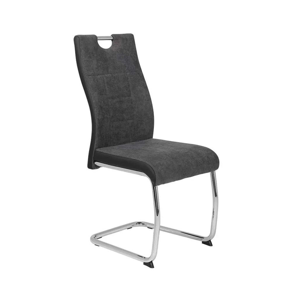 Grauer Schwingstuhl mit Material Mix - Parvello (Set)