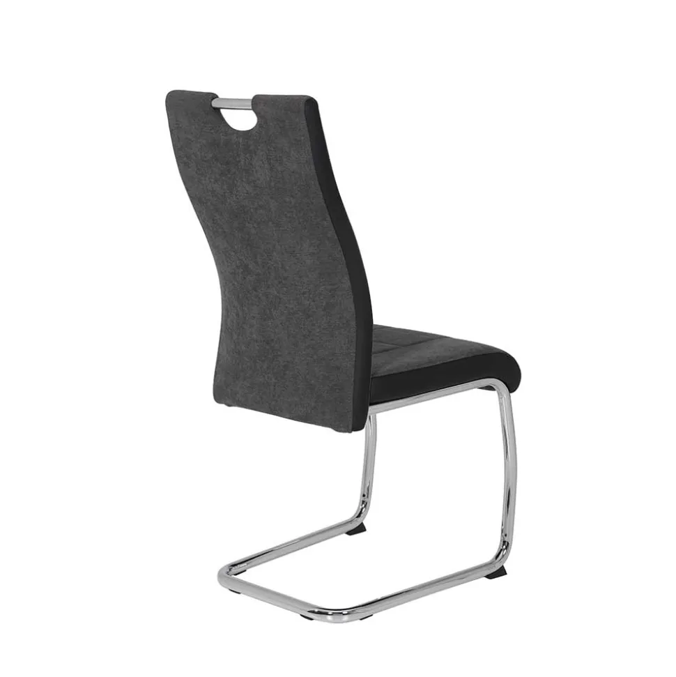 Grauer Schwingstuhl mit Material Mix - Parvello (Set)