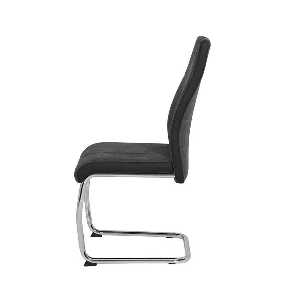 Grauer Schwingstuhl mit Material Mix - Parvello (Set)