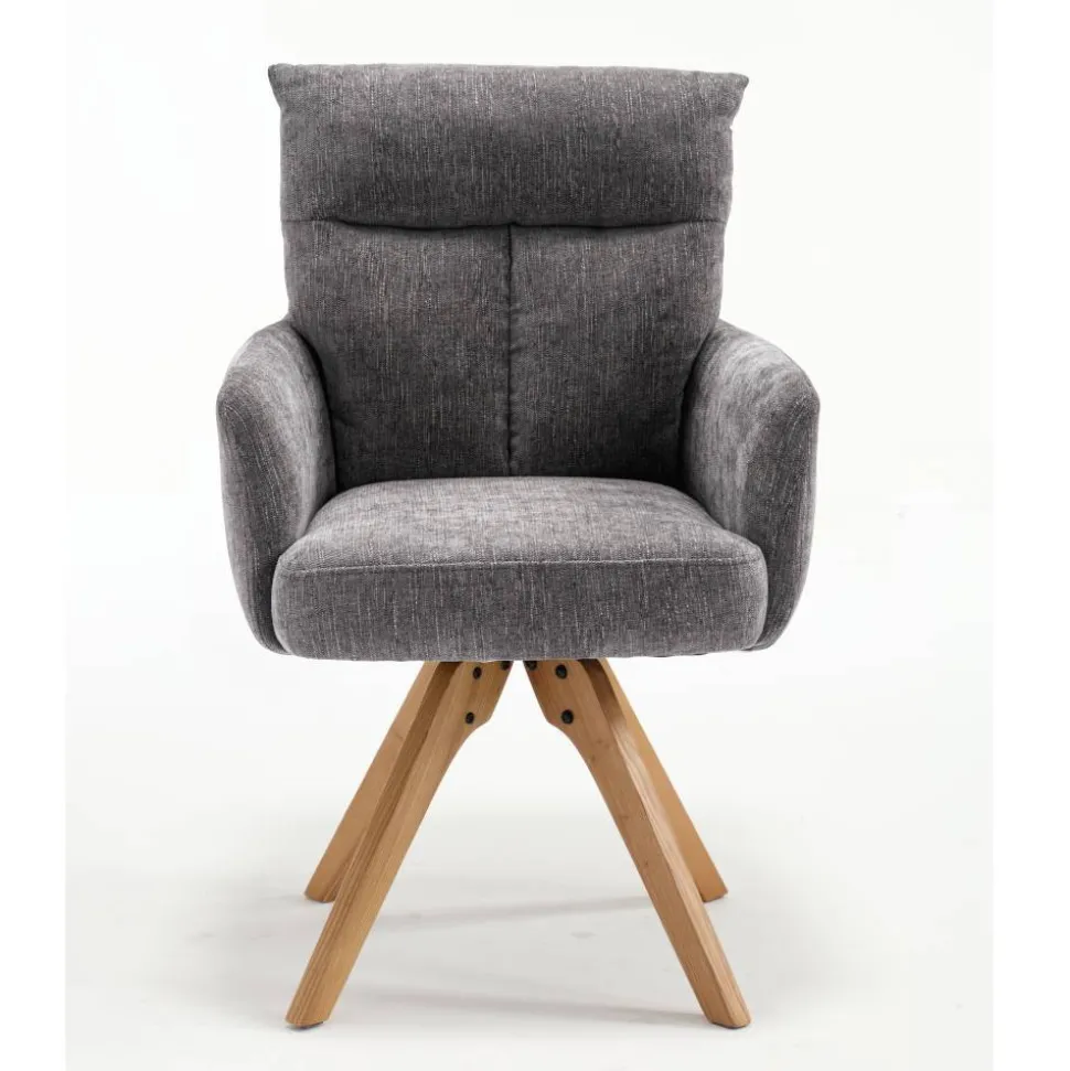 Grauer Tischsessel mit Federkern - Cregorian (2er Set)