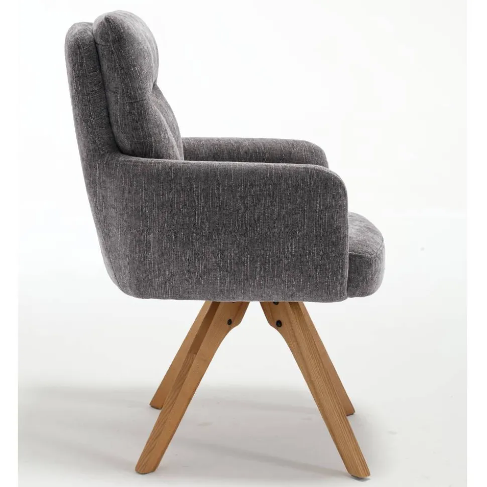 Grauer Tischsessel mit Federkern - Cregorian (2er Set)