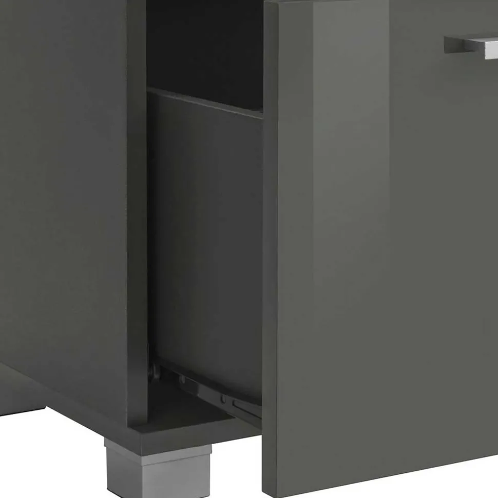 Grauer Unterschrank fürs Waschbecken Hochglanz - Ulivia