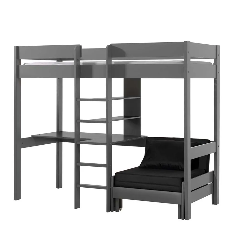 Graues Hochbett mit Schlafsessel - Rienas (zweiteilig)