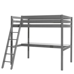 Graues Hochbett mit Schreibtisch Arbeitsplatz - Tollow