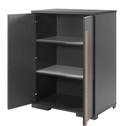 Graues Hochbett mit Schreibtisch - Mystik (dreiteilig)