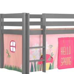 Graues Kinderzimmer Hochbett mit Rutsche - Eldrida