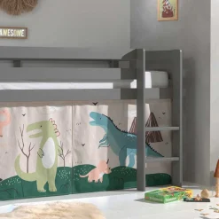 Graues Kinderzimmer Hochbett Dinosaurier - Julmatra