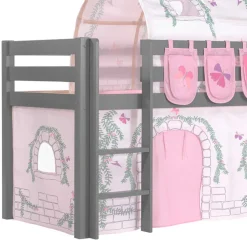 Graues Mädchen-Hochbett mit Rutsche - Borgio