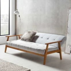 Graues Sofa mit Holzgestell Eiche - Florynn