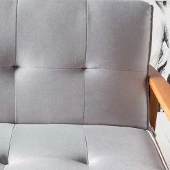 Graues Sofa mit Holzgestell Eiche - Florynn