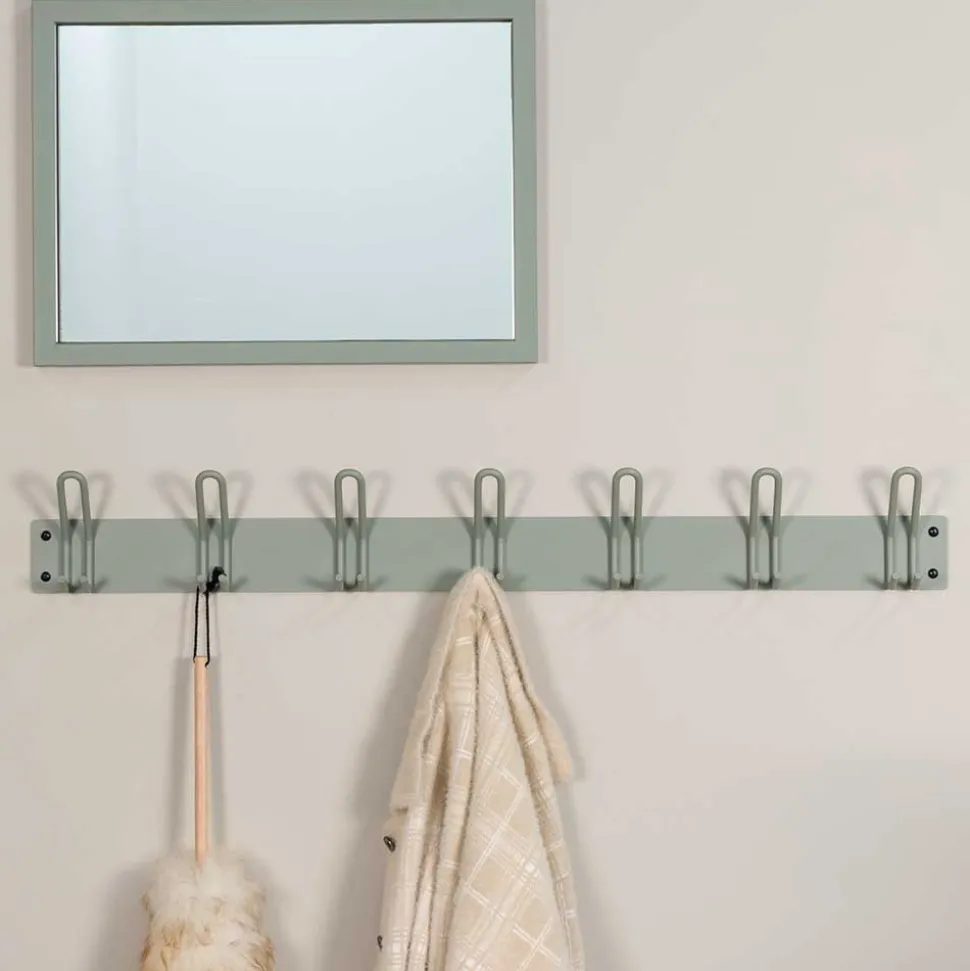 Graugrüne Wandgarderobe aus Metall - Mecia