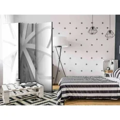 Grauton Paravent mit abstraktem Motiv - Legramo