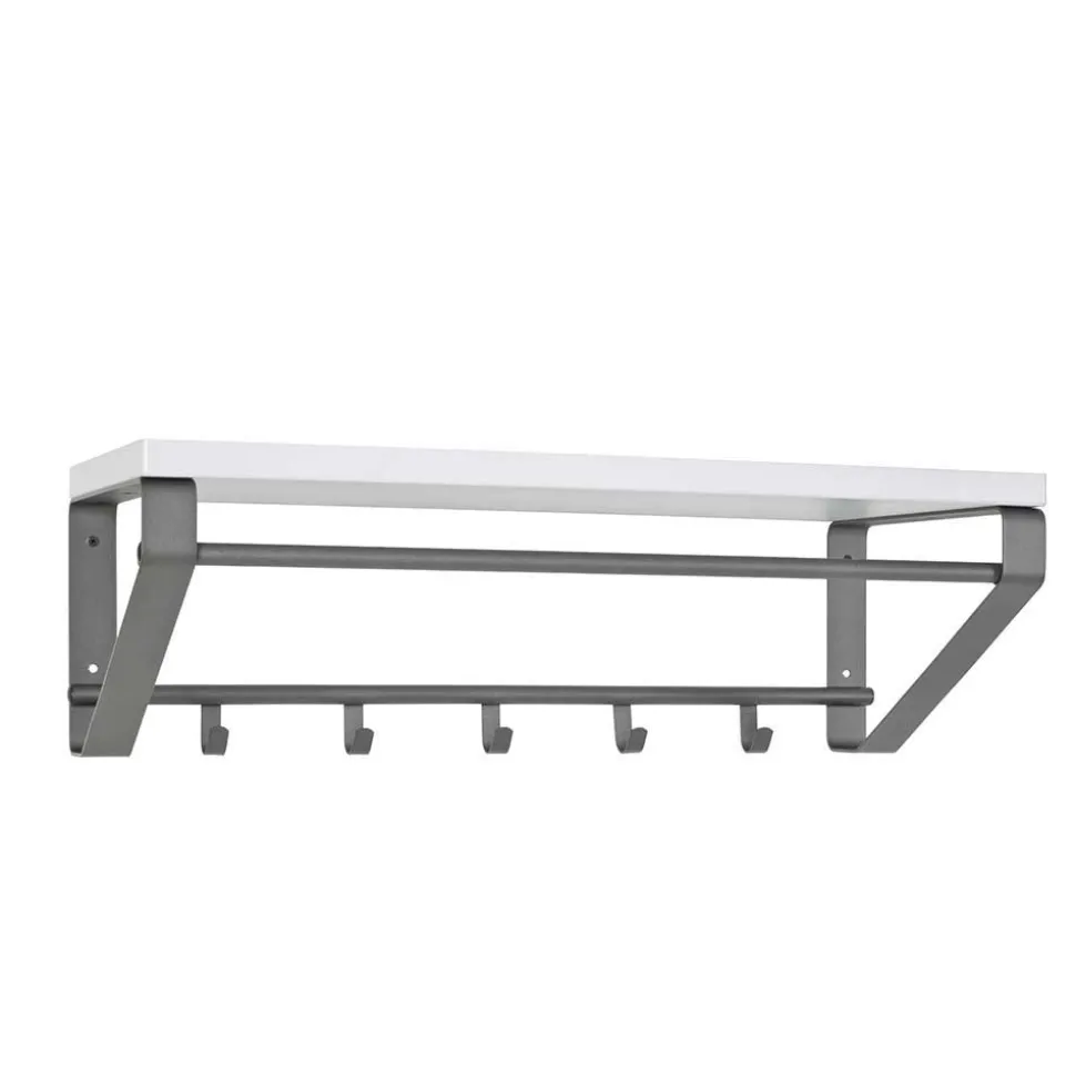 Grau-Weiße Hängegarderobe Probian mit Hutablage