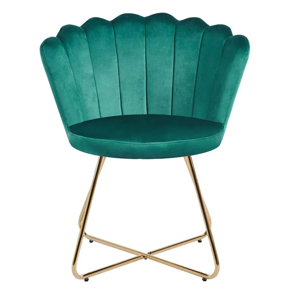 Grüne Muschelstühle aus Samt - Baly (2er Set)