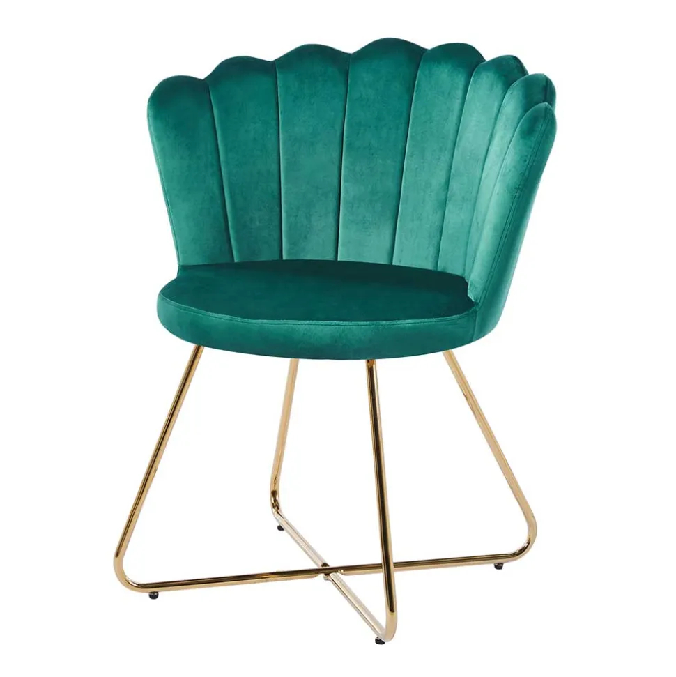 Grüne Muschelstühle aus Samt - Baly (2er Set)