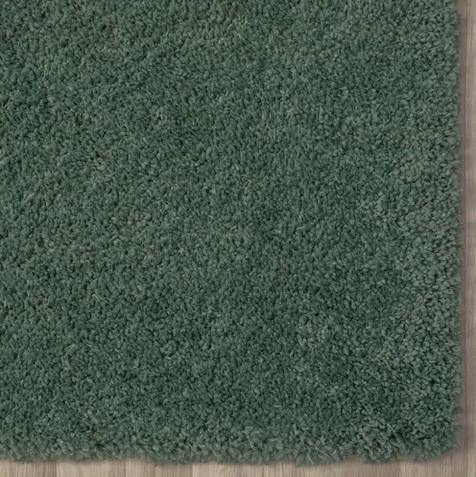 Grüner Läufer Teppich mit hohem Flor - Lura