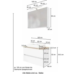 Große Badmöbel Ausstattung im Set - Noricas (fünfteilig)