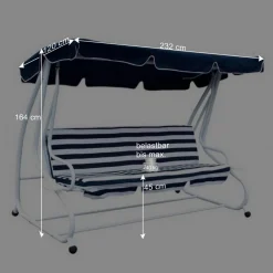 Große Hollywoodschaukel Kasaryn in Blau & Weiß