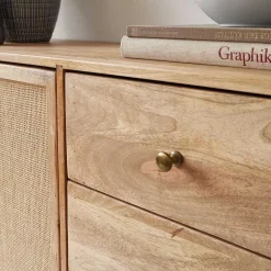Große Kombi-Kommode aus Mangoholz & Rattan - Kanados