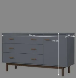 Große Kombi-Kommode in Grau mit Eiche - Caldaro