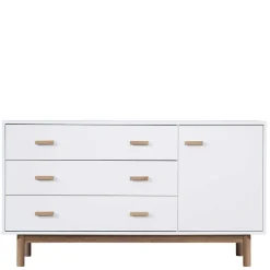 Große Kombi-Kommode in Weiß mit Eiche - Savuta