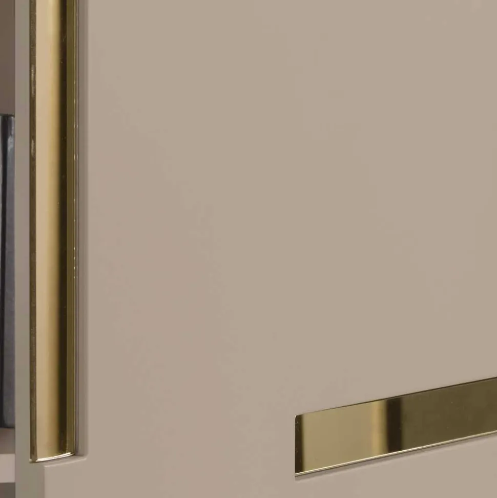 Große Kommode in Taupe mit Spiegel in Bronze - Fashiona