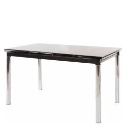 Großer Ausziehtisch aus Schwarzglas & Chrom - Tedyra