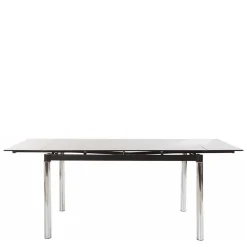 Großer Ausziehtisch aus Schwarzglas & Chrom - Tedyra